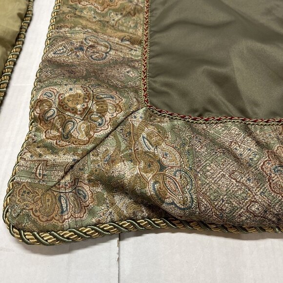 Croscill Home‎ Euro Pillow Shams Green Gold Paisley Pattern Set Of 2 Classic - Picture 9 of 12
